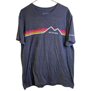 Columbia Men’s T-Shirt Medium Gray Short Sleeve Sun Ridge Tech Graphic Mountain
